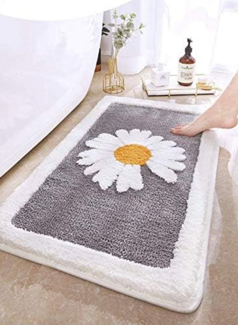 لوبيتيز حصيرة حمام ممتصة ناعمة فائقة ، حصيرة حمام مضادة للانزلاق سميكة ، مصنوعة من ألياف ناعمة فائقة الدقة ، تستخدم في الحمامات والأحواض ، قابلة للغسيل بالآلة ، حصيرة حمام سريعة التجفيف (رمادي ، 45 × 65 سم) - Image 1